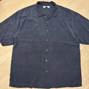 Tommy Bahama 반팔 셔츠 블랙 검정 100% 실크 타미힐피거