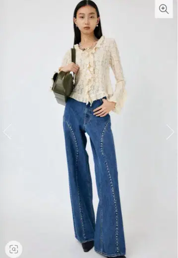 MOUSSY STUDDED 와이드 스트레이트 데님
