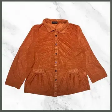 셔츠 오렌지 긴팔 버튼 업 아메카지 보헤미안 빈티지