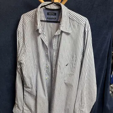 NAUTICA 80's 투플라이 코튼 로고 스트라이프 셔츠