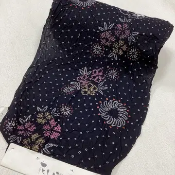 꽃 시보리 유카타 옷감 미사용 새상품 블랙 베이스