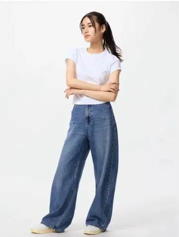 유니클로 커브 데님 짧은 기장 26