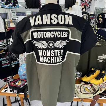 (26) VANSON 몬스터 머신 반팔 워크 셔츠 올리브 2XL