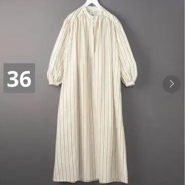 6 로쿠 스트라이프 롱 원피스 36 아이보리