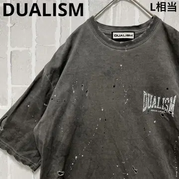 DUALISM 듀얼리즘 반팔 티셔츠 M 데미지 가공 페인트 크로스