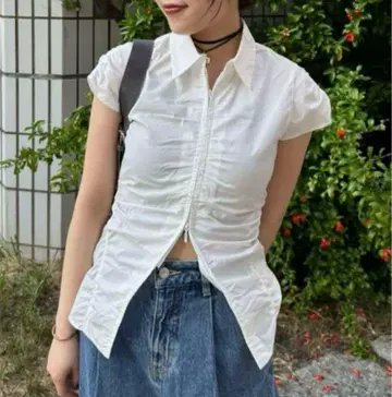 마우지 MOUSSY ZIP UP CAP SLEEVE 셔츠