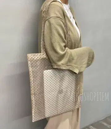 도트 튤 토트백 여성용 베이지