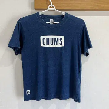 CHUMS/참스 로고 티셔츠 네이비 나염 M
