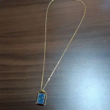 오팔풍 돌 직사각형 펜던트 목걸이