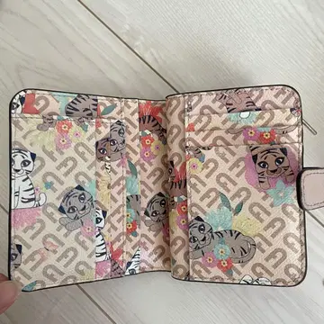FURLA 호랑이 무늬 접이식 지갑 핑크