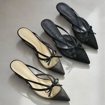 LE TALON 르 탈론 3.5cm 시어 리본 뮬 베이지 S