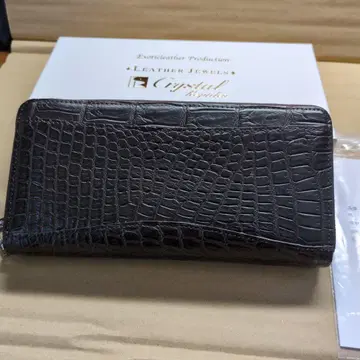 LEATHER JEWELS 크로커다일 라운드 장지갑