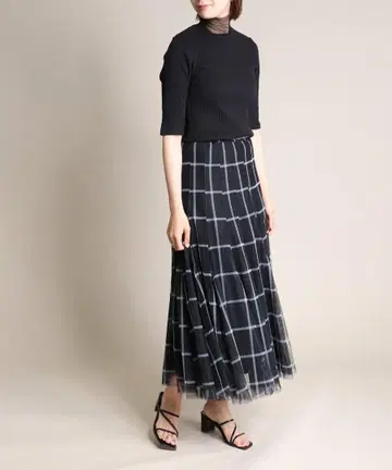 TITE in the store 블록 체크 튤 스커트