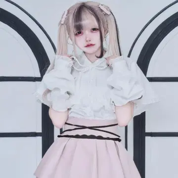 nyan Me 냥미 퐁퐁케푸라우스 같은 화이트 블라우스