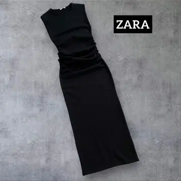 새상품급! 자라 사이드 개더 슬리브리스 원피스 BLACK