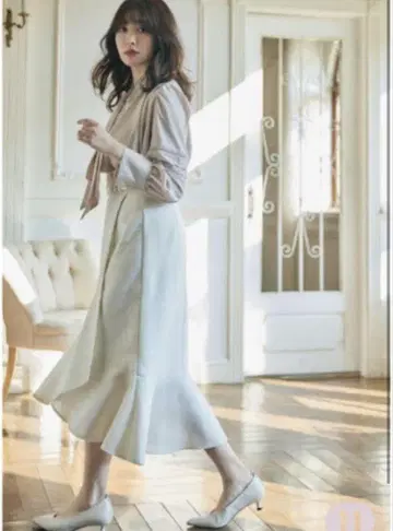 헤르립토 더블 벨트 트위드 래핑 스커트