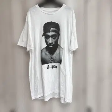 Tupac 프린트 화이트 오버 사이즈 티셔츠