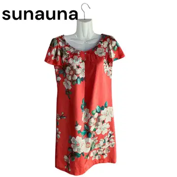 sunauna 꽃무늬 플레어 슬리브 반팔 원피스 38 M 새상품급 여름