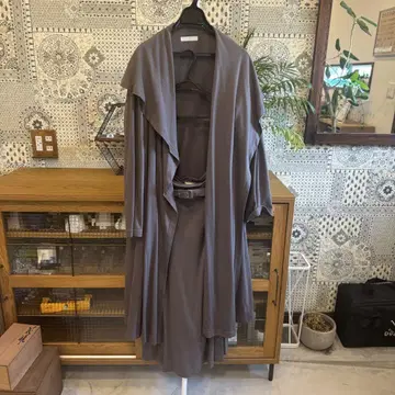 Pousse cafe 그레이 롱 가디건 드레이프 디자인