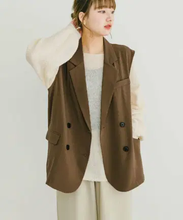 택 포함 새상품 ITEMS 어반 리서치 * 더블 브레스트 베스트