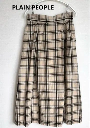 PLAIN PEOPLE 플레인 피플 체크 롱 스커트 린넨