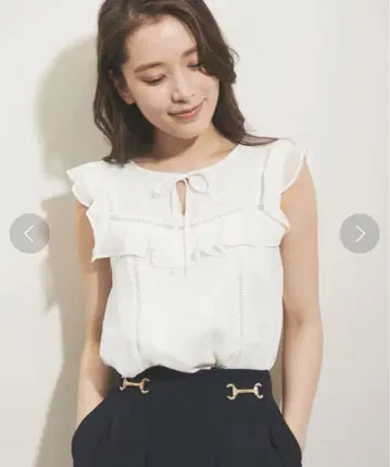 Noela 자수 블라우스 자수 화이트 프릴 쉬폰 블라우스