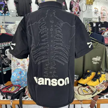 (29) vanson 스켈레톤 디자인 반팔 셔츠 블랙 XL
