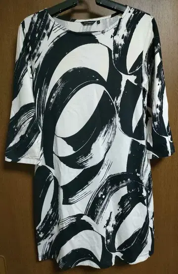 marimekko 마리메꼬 원피스 XS 프린트 패턴 화이트 블랙 튜닉