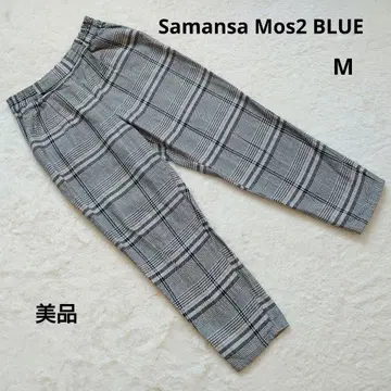 새상품급 Samansa Mos2 BLUE 그레이 체크 캐주얼 팬츠 M