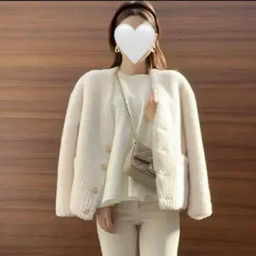 고급 양모 100% 화이트 무스탕 코트