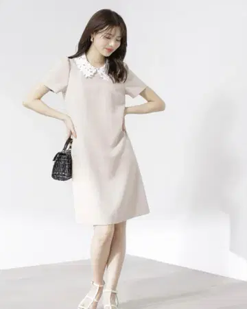 proportion 레이스 칼라 탈부착 원피스 베이지