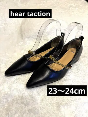 hear taction 블랙 스틸레토 펌프스 골드 체인