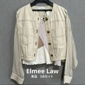 새상품 Elmee Law 노카라 자켓 슬리브리스 상의 2개 세트