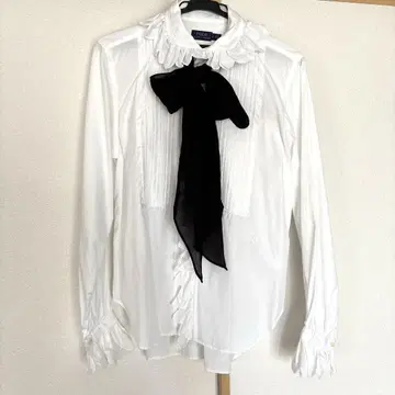 폴로 랄프 로렌 프릴 스틱 타이 긴팔 블라우스 자수 로고 SP