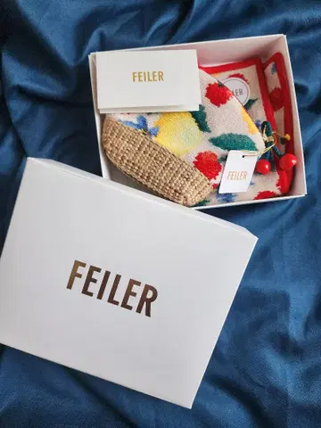 FEILER 후르츠 패턴 파우치 손수건 세트 기프트 체리시 유