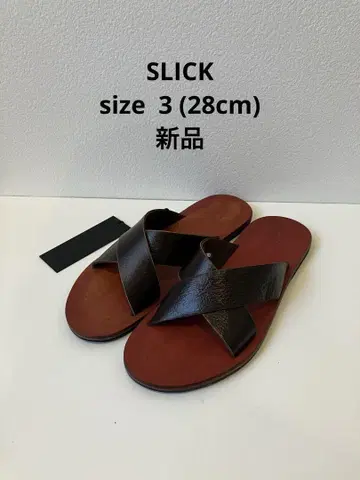 SLICK 슬릭 소가죽 리얼 가죽 샌들 브라운 28cm 새상품