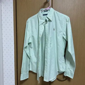 Ralph Lauren Classic Fit 긴팔 셔츠 그린 스트라이프