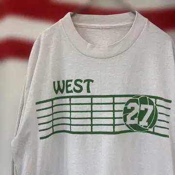 80년대~90년대 미국 구제 의류 WEST 27 프린트 긴팔 티셔츠