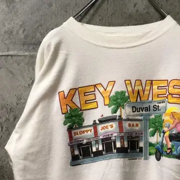KEY WEST 개 스쿠터 기업 로고 USA 수입 티셔츠