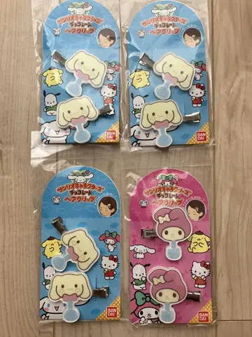 산리오 캐릭터즈 초콜릿 헤어 클립 4개