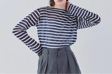 ORCIVAL 시스루 보트넥 긴팔 티셔츠