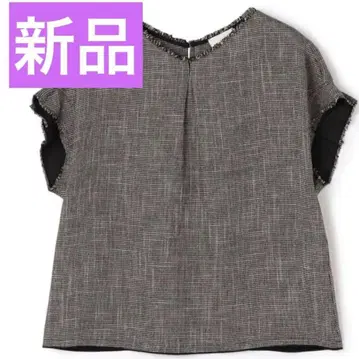 보르지 폴리에스테르 레이온 카라미타 턱 슬리브 블라우스 반팔 그레이