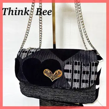 새상품 Think Bee 숄더백 하트 로고 각인 블랙