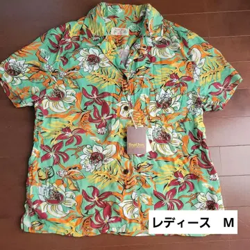 Royal Jean 하와이안 프린트 반팔 알로하 셔츠 여성용 M