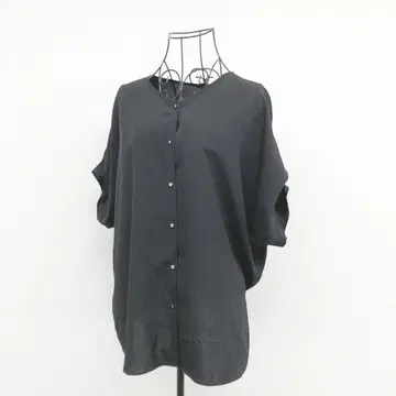 미쉘클랑 블라우스 M 블랙 넉넉한 핏 비침 심플 여름옷