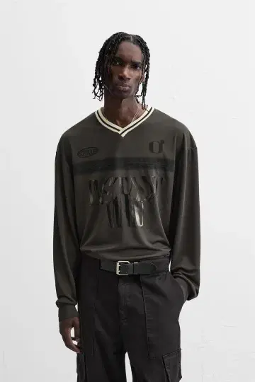 ZARA 레트로 풋볼 티셔츠 롱 T 브라운 S 사이즈