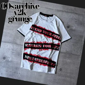 y2k grunge fire pattern line T-shirt 00s