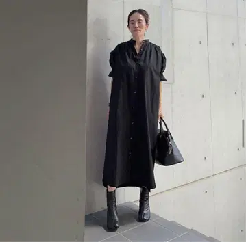 julynine 퍼프 슬리브 원피스 블랙