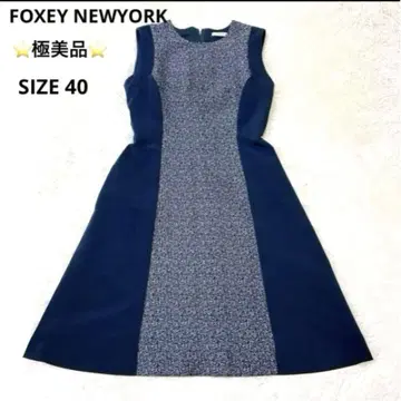 컨디션 최상 FOXEY NEWYORK 무릎 기장 원피스 트위드 A 라인