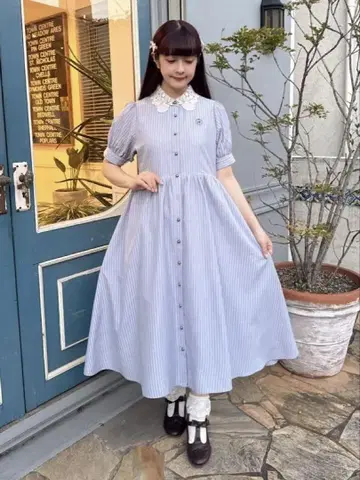 아오키 미사코 콜라보 옷깃 레이스 원피스